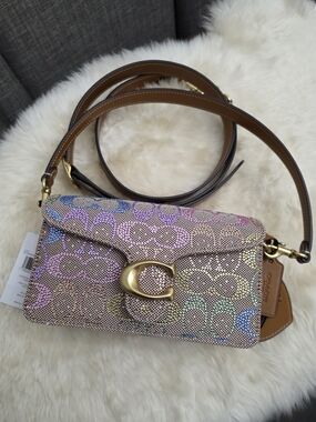 COACH Tabby Rainbow Crystal Signature Jacquard Shoulder Bag 20